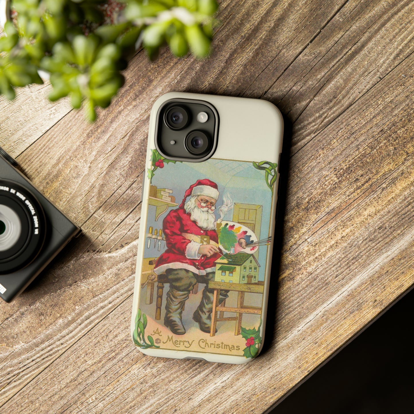 Santa Painting Post Card